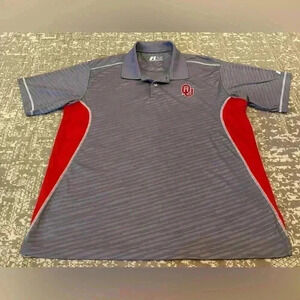 Oklahoma Sooners Russell Polo Shirt Size XL color Grey and Red